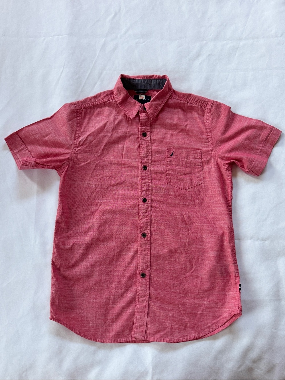Red Nautica short sleeve button up